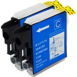 Set of 2 Compatible Brother LC-61C Cyan Ink Cartridges