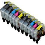 Set of 10 Compatible Brother LC-75 High Yield Ink Cartridges (Replaces LC-71)