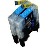 Set of 2 Compatible Brother LC-75C Cyan High Yield Ink Cartridges (Replaces LC-71C)