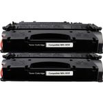 2 x HP Compatible 05X Black High-Yield Toner Cartridges (CE505X)