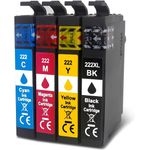 Set of 4 Compatible Epson 222 XL High Yield Ink Cartridges