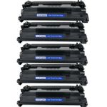 Compatible 5 Pack HP 26X Black High-Yield Toner Cartridge (CF226X)