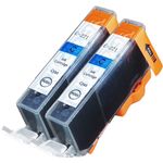 Set of 2 Compatible Canon CLI-221C Cyan Ink Cartridges (2947B001)