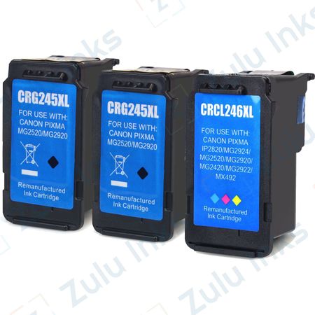 Set of 3 Compatible Canon PG-245XL & CL-246XL High Yield Ink Cartridges