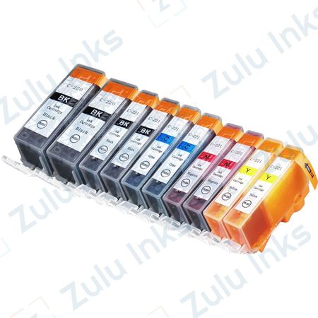 Set of 10 Compatible Canon PGI-220 & CLI-221 Ink Cartridges