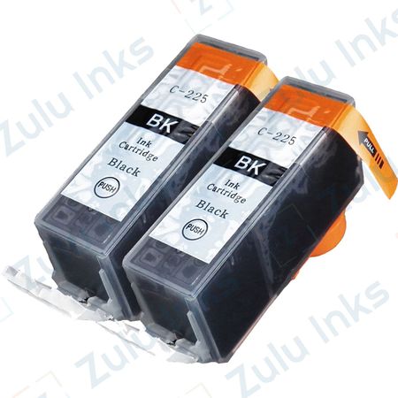 Set of 2 Compatible Canon PGI-225BK (4530B001) Pigment Black Ink Cartridges