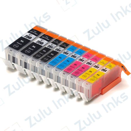 Set of 10 Compatible Canon PGI-250XL & CLI-251XL High Yield Ink Cartridges