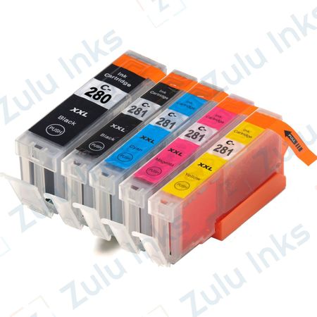 Set of 5 Compatible Canon PGI-280XXL & CLI-281XXL Extra High Yield Ink Cartridges