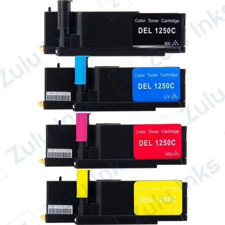 Set of 4 Compatible Dell 1250 / 1350 / 1750 / 1760 High Yield Toner