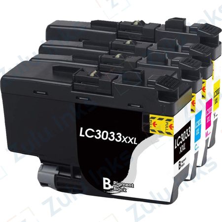 Set of 4 Compatible Brother LC-3033 Extra High Yield Ink Cartridges