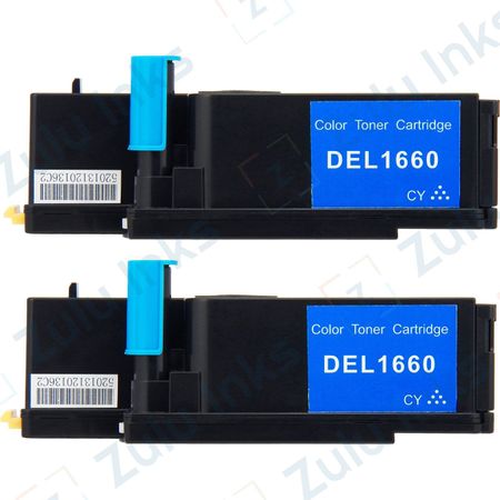 Set of 2 Compatible Dell 332-0400 Cyan Toner Cartridges (5R6J0)