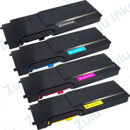 Set of 4 Compatible Dell C3760 / C3765 Extra High Yield Toner