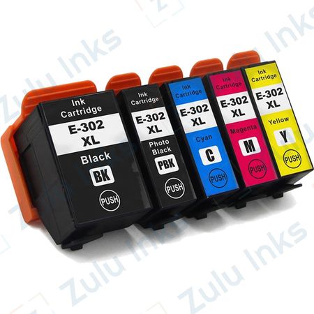 Set of 5 Compatible Epson 302XL High Yield Ink Cartridges