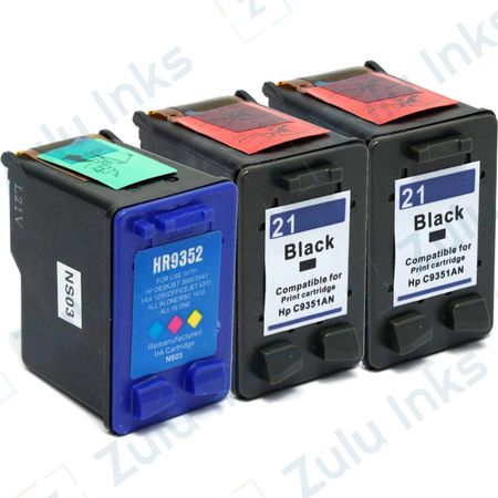 Set of 3 Compatible HP 21 & 22 Ink Cartridges