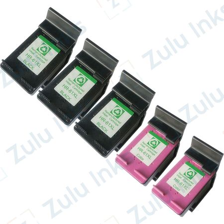 Set of 5 Compatible HP 61XL High Yield Ink Cartridges