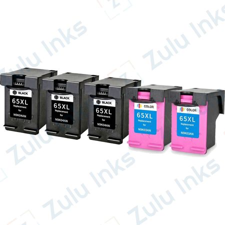 Set of 5 Compatible HP 65XL High Yield Ink Cartridges