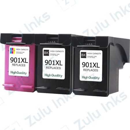 Set of 3 Compatible HP 901XL & 901 High Yield Ink Cartridges