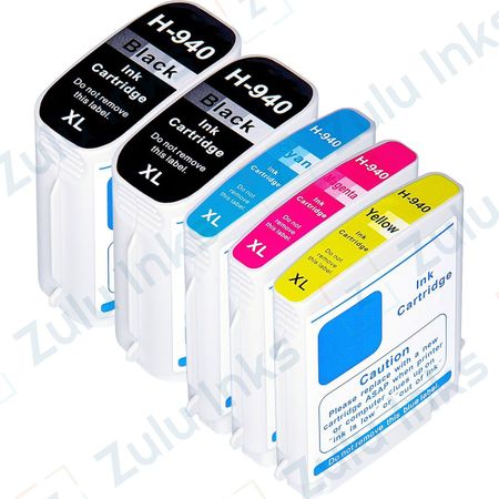 Set of 5 Compatible HP 940XL High Yield Ink Cartridges