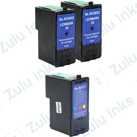 Set of 3 Compatible Lexmark 32 & 33 Ink Cartridges