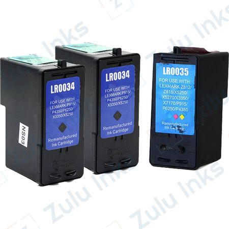 Set of 3 Compatible Lexmark 34 & 35 Ink Cartridges