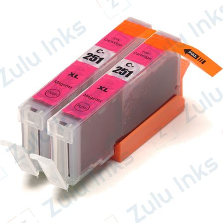 Set of 2 Compatible Canon CLI-251XL Magenta High Yield Ink Cartridges (6450B001)