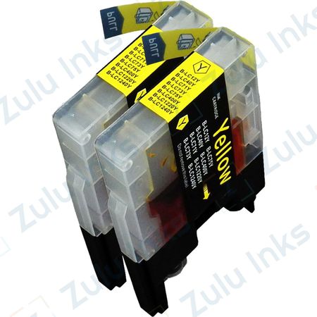 Set of 2 Compatible Brother LC-75Y Yellow High Yield Ink (Replaces LC-71Y)