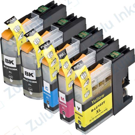 Set of 5 Compatible Brother LC-103 High Yield Ink Cartridges (Replaces LC-101)