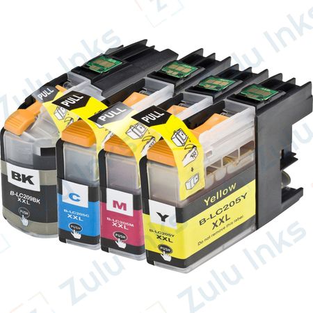 Set of 4 Compatible Brother LC-209 & LC-205 Extra High Yield Ink Cartridges