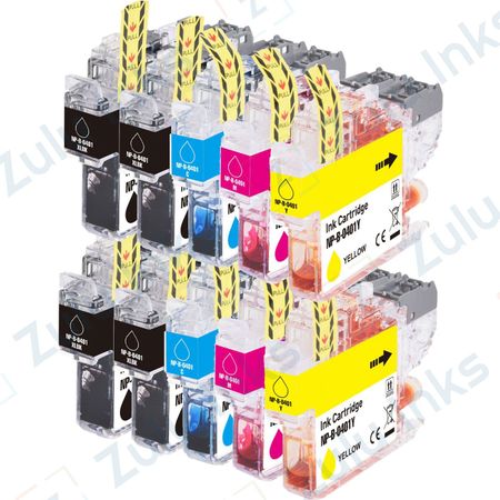 Set of 10 Compatible Brother LC401 XL High Yield Ink Cartridges