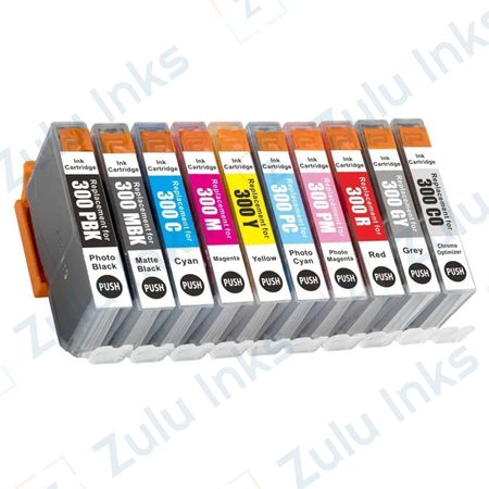 Set of 10 Compatible Canon PFI-300 Ink Cartridges