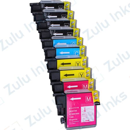 Set of 10 Compatible Brother LC-61 Ink Cartridges