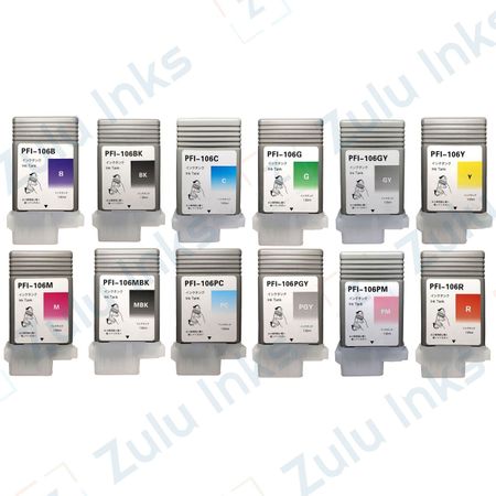 Set of 12 Compatible Canon PFI-106 Ink Cartridges