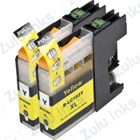 Set of 2 Compatible Brother LC-103 / LC-101 Yellow High Yield Ink Cartridges