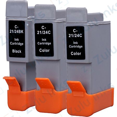 Set of 3 Compatible Canon BCI-24 Ink Cartridges (Replaces BCI-21)