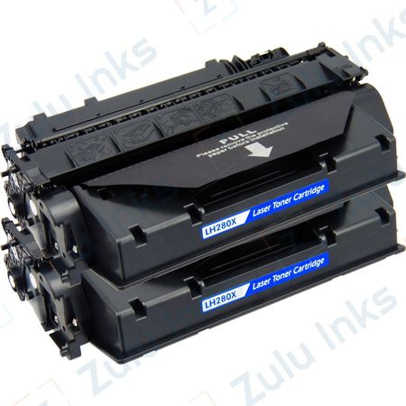 2 Pack Compatible HP 80X Black High Yield Toner Cartridge (CF280X)