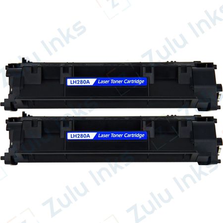 2 Pack Compatible HP 80A Black Toner Cartridge (CF280A)