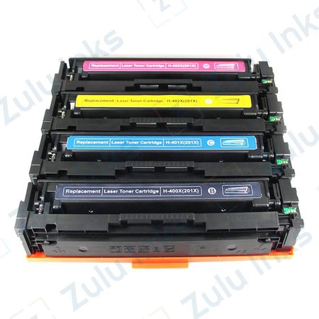 Set of 4 Compatible HP 201X High Yield Toner Cartridges (Replaces 201A)