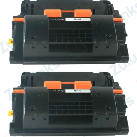 2 x HP Compatible 64X Black High-Yield Toner Cartridges (CC364X)