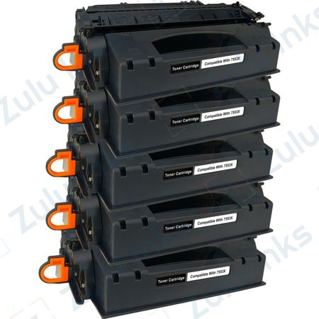 5 x HP Remanufactured 53X High-Yield Black Toner Cartridges (Q7553X)