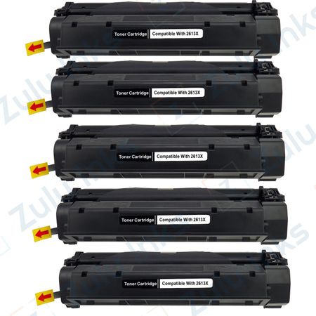 5-x HP Compatible 13X Black High-Yield Toner Cartridges (Q2613X)