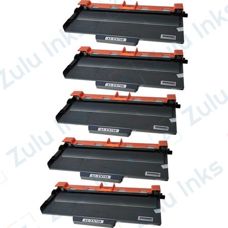 5 x Compatible Brother TN750 Black High-Yield Toner Cartridges (Replaces TN720)