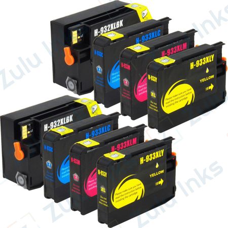 Set of 8 Compatible HP 932XL & 933XL High Yield Ink Cartridges