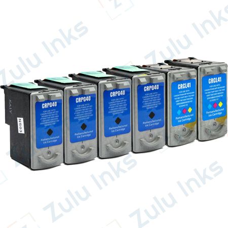 Set of 6 Compatible Canon PG-40 & CL-41 Ink Cartridges