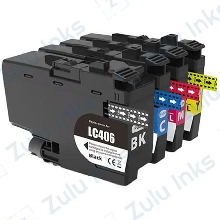 Set of 4 Compatible Brother LC406 XL High Yield Ink Cartridges