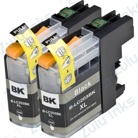 Set of 2 Compatible Brother LC-203 Black High Yield Ink Cartridges (Replaces LC-201)