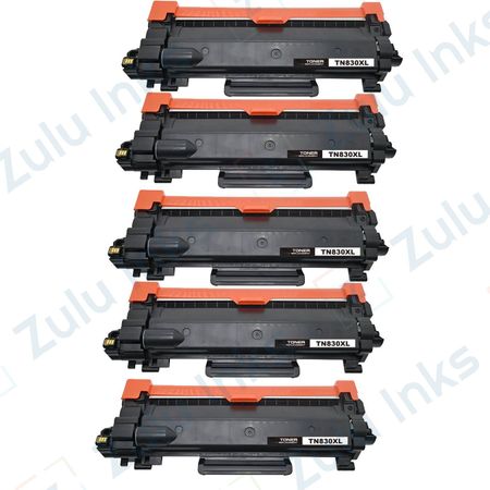 Set of 5 Compatible Brother TN830 XL High Yield Laser Toner Cartridge