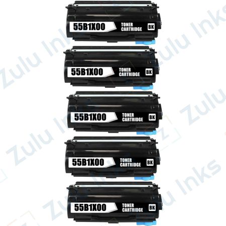 Set of 5 Compatible Lexmark 55B1X00 Extra High Yield Laser Toner Cartridge