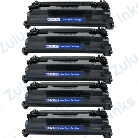 Compatible 5 Pack HP 26X Black High-Yield Toner Cartridge (CF226X)