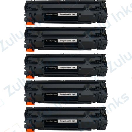 5 Pack Compatible HP 78A Black Toner Cartridge (CE278A)