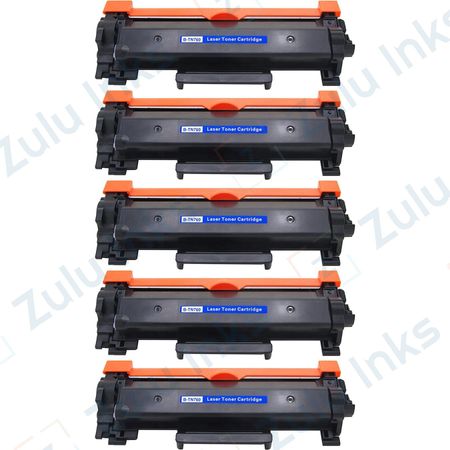 5 Pack Compatible Brother TN760 Black High-Yield Toner Cartridge (Replaces TN730)